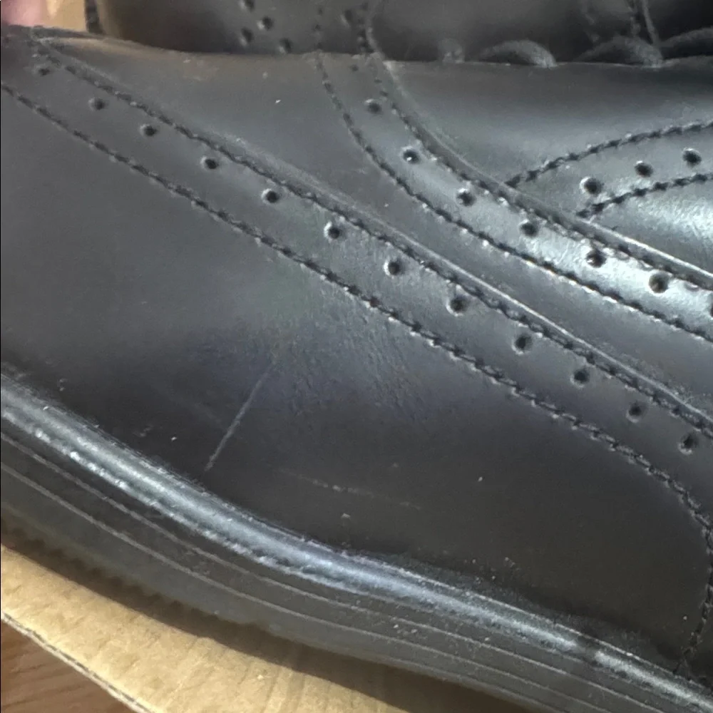 HUSH PUPPIES PROFESSIONALS Black Men's wing tip Oxford STEEL TOE Dress Shoe NEW